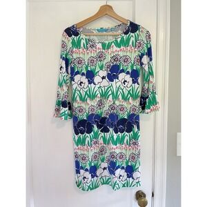 Tori Richard Honu Lana Floral Print Bell Sleeve Shift Dress XXS